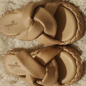 NakedFeet Cupro Espadrille Sandals in Nude